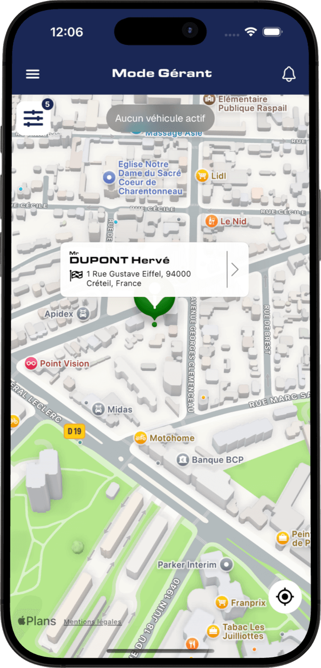 Mockup application carte patient
